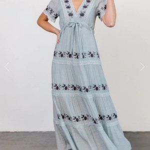 Dublin Embroidered Maxi Dress Blue - M